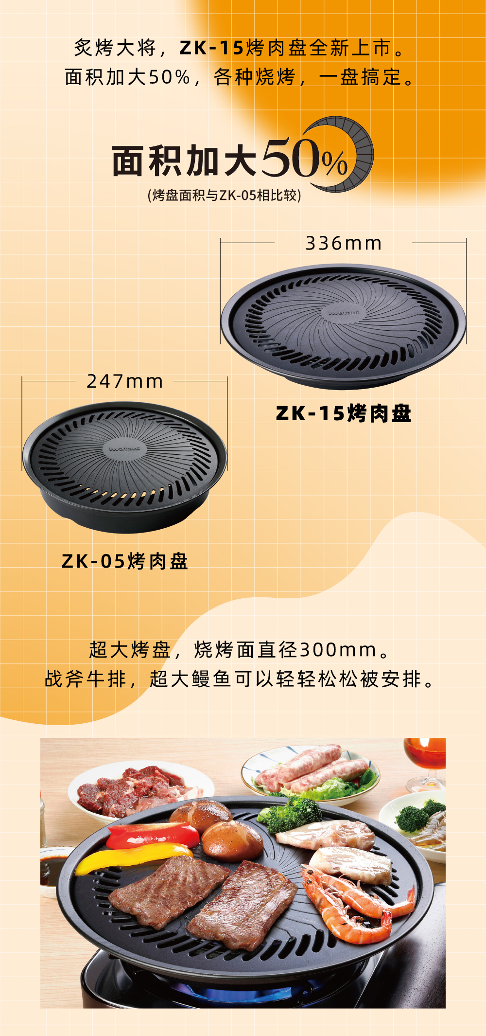 炙烤大將，zk-15全新上市。面積加大50%，各種燒烤，一盤搞定。